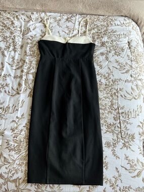 Classic Black and Cream Spaghetti Strap Midi Dress - NWOT - Size S